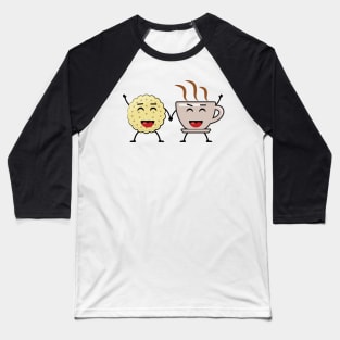 Best Friends - Biscuit And Coffee - Funny Character Illustration Baseball T-Shirt